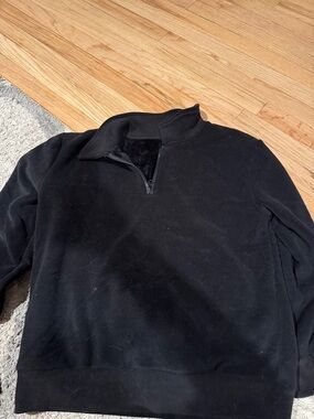 Men's Black Quarter-Zip Fleece Pullover Sweater